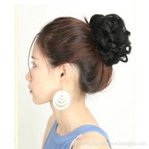 Wholesale Wave Curly Scrunchie Hair Bun Chignon Two Plastic Comb Pretty Synthetic Hair Chignon Clip Bun Easy Use for Women